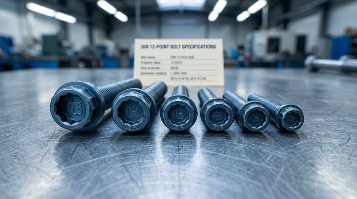 DIN 12-point bolts, TorqBolt 12-point fastener with tB ligature and alloy grade marking