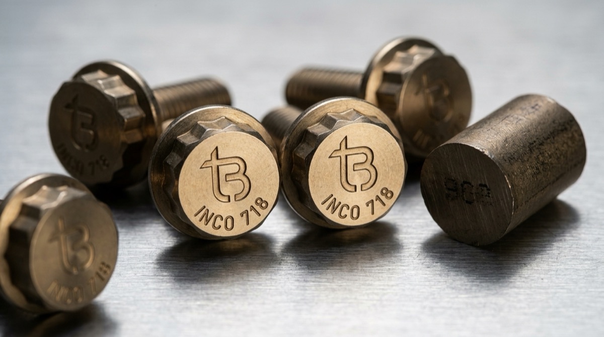 Inconel 718 12-Point Bolts (UNS N07718), TorqBolt 12-point fastener with tB ligature and alloy grade marking